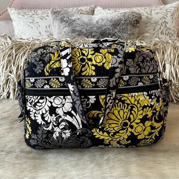 VERA BRADLEY Baroque 2010 Stroll Around Baby Diaper Bag Tote Black Yellow Y2K - Picture 8 of 17